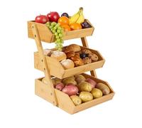 Relaxdays Bamboo fruit stand, 3 tiers