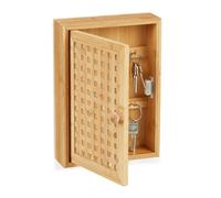 Relaxdays Key Cabinet, Bamboo Key Storage, 8 Hooks, HxWxD: 27 x 19 x 7.5 cm, for Hallway, Key Cabinet, Key Box, Natural