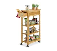 Relaxdays Bamboo Kitchen Cart with Drawer
