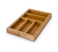 Bamboo Kitchen Drawer Organiser Cutlery Silverware Tray Adjustable 7 Compartment