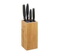Relaxdays Bamboo Knife Block, Blade Storage with Bristles, Universal Holder Without Knives, 23 x 10.5 x 10.5 cm, Natural