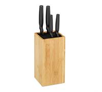 Relaxdays Bamboo Knife Block, Empty, with Bristle Insert, Blade Protection for 6 Pieces, HD 24x12cm, Natural