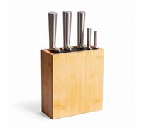 Relaxdays Bamboo knife block with bristle insert
