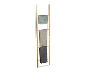 Relaxdays Bamboo Ladder Rack, 4 Rails, Foldable Freestanding Towel Holder Stand, HWD 180 x 42 x 2 cm, Natural