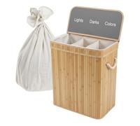 Relaxdays Bamboo laundry basket, 3 compartments
