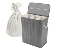 Relaxdays Bamboo laundry basket, 3 compartments