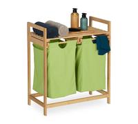 Relaxdays Bamboo Laundry Basket with Shelf Green