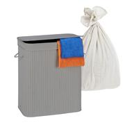 Relaxdays Bamboo laundry bin with 2 compartments
