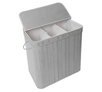 Relaxdays Bamboo laundry bin with lid
