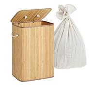 Relaxdays Bamboo laundry bin with lid
