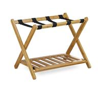 Relaxdays Bamboo luggage rack with shelf