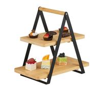 Relaxdays Bamboo & Metal Serving Stand