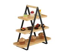 Relaxdays Bamboo & Metal Serving Stand