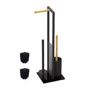 Relaxdays Bamboo & Metal WC Set