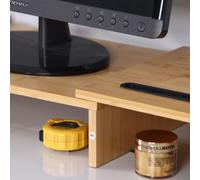 Relaxdays Bamboo monitor stand for 2 screens