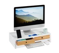 Relaxdays Bamboo Monitor Stand with 2 Drawers