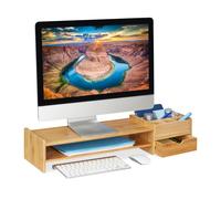 Relaxdays Bamboo Monitor Stand With Compartments