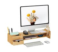 Pc monitor stand Bamboo Desk Riser Compact Workstation 5 Compartments Compact