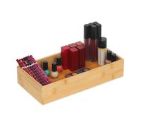 Relaxdays Bamboo Organiser Box Without Lid, HWD: 6 x 30 x 15 cm, Storage for Kitchen, Bathroom or Office, Natural Brown, Fibreboard