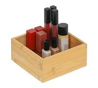 Relaxdays Bamboo Box, Storage Organizer no Lid, HWD: 7x15x15 cm, for The Kitchen, Bathroom, Office, Natural, 1 Piece