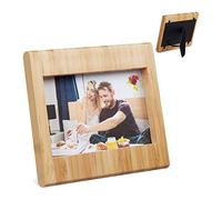 Relaxdays Bamboo Picture, Photo, Horizontal & Vertical, Fillable Image Frame Stand, 10x15cm, Natural, 15 x 16.5 x 11 cm