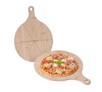 Relaxdays Bamboo Pizza Plates Set of 2, 33cm Round Serving Boards for Pizza, Tarte Flambée, Cheese, Natural