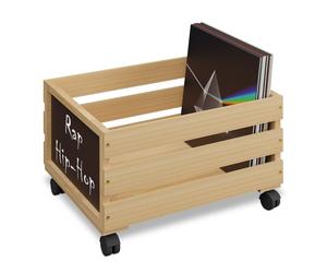 Relaxdays Bamboo Record Crate for Vinyls