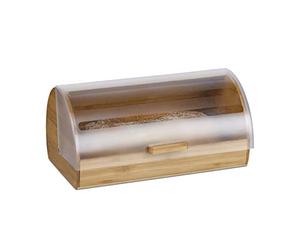 Relaxdays Bamboo Rolling Bread Bin, Large, Aroma-Preserving Bread Box with Lid, HWD: 19 x 38 x 26 cm, Wood, Natural