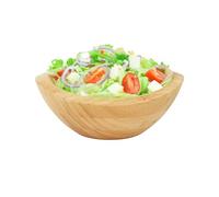 Relaxdays Bamboo Salad Bowl, Oval, H 8 x W 20 x D 18 cm, Serving Bowl for Salad, Snacks, Fruit Bowl, Natural
