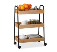 Wooden serving trolley Kitchen Utility Cart 3 Shelves Portable Easy Assembly