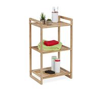 Relaxdays Bamboo Shelf, HxWxD: 70 x 40 x 30 cm, Free-Standing, with 3 Tiers, Bathroom, Kitchen, Living Room, Natural