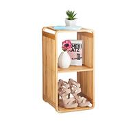 Relaxdays Bamboo Shelf, Rounded Slim Bathroom Rack with Tiers, Square, HWD: 64.7x33x33 cm, Natural