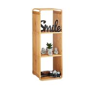 Relaxdays Bamboo Shelf, Rounded Slim Bathroom Rack with Tiers, Square, HWD: 96x33x33 cm, Natural