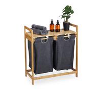 Relaxdays Bamboo Shelf with 2 Laundry Baskets