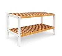 Relaxdays Bamboo Shoe Rack 2 Levels Brown/White