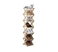 Relaxdays Bamboo Shoe Rack, 7 Shelves, Foldable, Hallway & Bedroom, 125x28x28 cm, Natural