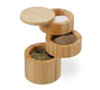 Relaxdays Bamboo Spice Jar with 3 Sections