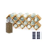 Relaxdays bamboo spice rack, HWD: 18 x 43 x 9.5 cm, jars, labels, pen, kitchen shelf, countertop, natural