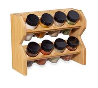 Relaxdays Bamboo Spice Rack with 8 Jars