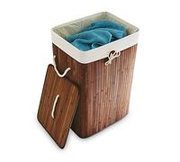 Relaxdays bathroom Laundry Basket with Lid Folding Bamboo wood Brown 83L 65cm H