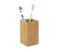 Relaxdays Bamboo Square Toothbrush Holder, Natural Design, Size: 11.5 x 6.5 x 6.5 cm, Natural
