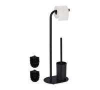 Relaxdays Bamboo & Stainless Steel WC Set in Black