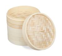 Relaxdays Bamboo Steamer 3 Tier