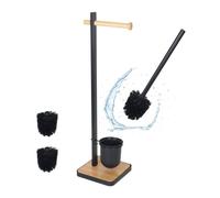 Relaxdays Bamboo & steel WC set