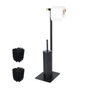Relaxdays Bamboo & steel WC set