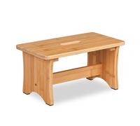 Relaxdays Stool Bamboo, Footrest, with Handle Recess, Bathroom, Children, HWD: 20.5 x 40 x 22 cm, Footstool, Natural