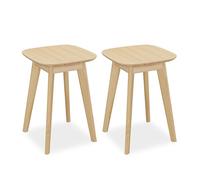 Relaxdays bamboo stools, 2 seaters, for kitchen, hallway & bathroom, HxWxD: 45.5 x 33 x 33 cm, plant stands, natural