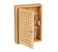 Relaxdays, Bamboo Storage, 8 Hooks, HxWxD: 27 x 19 x 7.5 cm, for Hallway, Cabinet, Key Box, Natural
