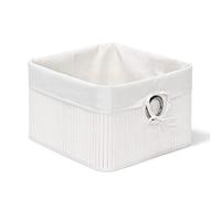 Relaxdays Bamboo Basket 20 x 31 x 31 cm Shelf with Removable Cover Decorative Storage Box with Handles, White, 31 x 31 x 20 cm