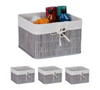 Relaxdays Bamboo Storage Basket Set